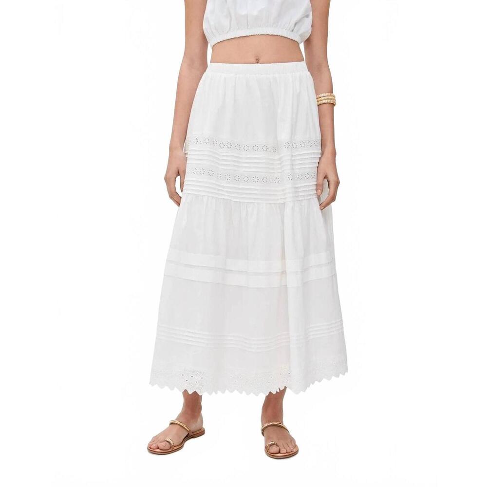 NEW LE LIS poplin maxi skirt in white